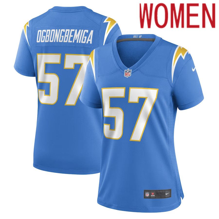 Women Los Angeles Chargers #57 Amen Ogbongbemiga Nike Powder Blue Game Player NFL Jersey